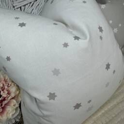 John Lewis Fabric Twinkling Star Cushion Cover, White Grey Pillow Double Sided - Children Room , Baby Boy Bedroom 100 % Cotton - thumbnail 2