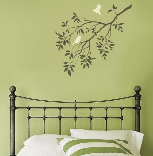 Birds On A Branch Wall Stencil - Large Stencils For Walls Bird Design Tree Stencils Diy Instead Of Decals - image 1