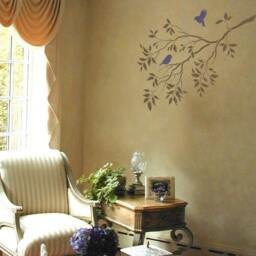 Birds On A Branch Wall Stencil - Large Stencils For Walls Bird Design Tree Stencils Diy Instead Of Decals - thumbnail 2
