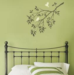 Birds On A Branch Wall Stencil - Large Stencils For Walls Bird Design Tree Stencils Diy Instead Of Decals - thumbnail 1