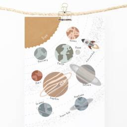 Space Poster, Solar System Print, Montessori Scandi Nursery Decor, Boy Educational Playroom Prints, Kids Art - thumbnail 2