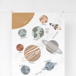 Space Poster, Solar System Print, Montessori Scandi Nursery Decor, Boy Educational Playroom Prints, Kids Art - thumbnail 3