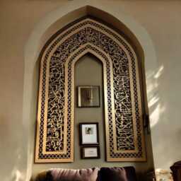 Ayatul Kursi Arch Mehraab Wall Art With Provision For Led Light, Islamic Decor - thumbnail 3