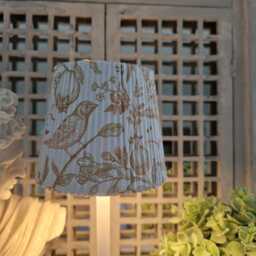 Cordless Touch Lamp. Beautiful Dark Beige/Gold Bird & Floral Toile Design Decoupaged Usb Rechargeable - thumbnail 4