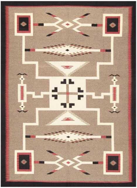 Handwoven Southwest Wool Kilim Rug Tribal Geometric Accent Decor - image 1