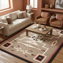 Handwoven Southwest Wool Kilim Rug Tribal Geometric Accent Decor - thumbnail 4