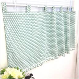 Cafe Curtain Window Valance/Living Room Treatment/Kitchen/Kids Nursery/Bathroom Shower CurtainGeometric Triangle Pom Poms, Free Gift - thumbnail 2