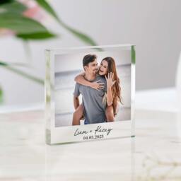 Engagement Personalised Photo Block, Gift, Anniversary Frame, Wedding Acrylic Plaque - thumbnail 3