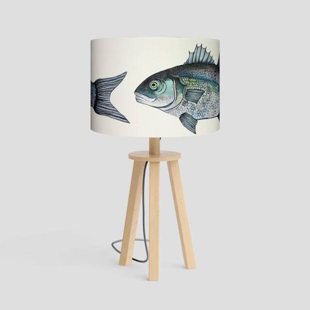 Handmade Cornish Sea Bass Drum Lampshade Coastal Nautical Decor - image 1
