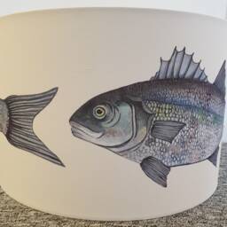 Handmade Cornish Sea Bass Drum Lampshade Coastal Nautical Decor - thumbnail 2