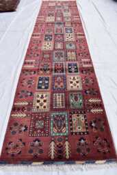 13x3Ft Handmade Afghan Rug, Pink Wool Runner, Boho Oriental Hall Decor - thumbnail 1