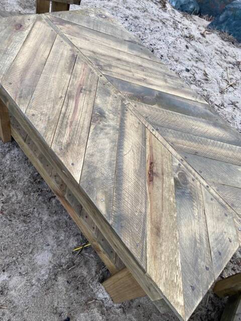 Driftwood Herringbone Coffee Table-Local Pick Up Only - image 1