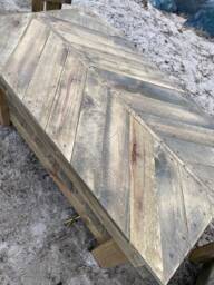 Driftwood Herringbone Coffee Table-Local Pick Up Only - thumbnail 1