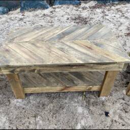 Driftwood Herringbone Coffee Table-Local Pick Up Only - thumbnail 3