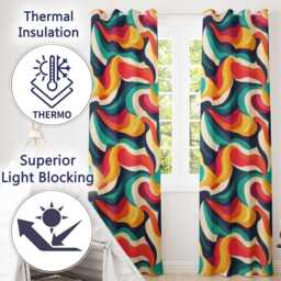 Bold Swirl Shapes Vibrant Abstract Flow Seamless Pattern Readymade Eyelet Ring Top Thermal 100% Blackout Curtains - thumbnail 3