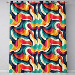 Bold Swirl Shapes Vibrant Abstract Flow Seamless Pattern Readymade Eyelet Ring Top Thermal 100% Blackout Curtains - thumbnail 2