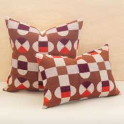 Hopscotch Tawny Wool Pillow Cover, Modern Geometric Cover - Ready To Ship - thumbnail 2