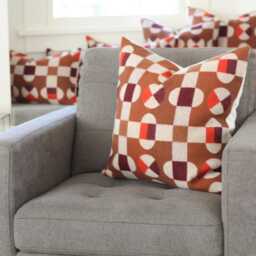 Hopscotch Tawny Wool Pillow Cover, Modern Geometric Cover - Ready To Ship - thumbnail 3