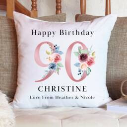Personalised 90Th Birthday Cushion Pillow - Custom Message Gifts & Unique Present Ideas For Mum, Grandma, Auntie, Sister Or Friend - thumbnail 2