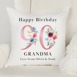 Personalised 90Th Birthday Cushion Pillow - Custom Message Gifts & Unique Present Ideas For Mum, Grandma, Auntie, Sister Or Friend - thumbnail 1