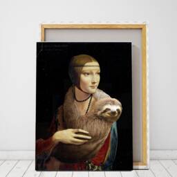 Lady With Sloth Art Print Da Vinci Canvas, Funny Home Decor - thumbnail 3