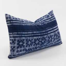Indigo Batik Pillow Cover - Hmong Hill Tribe, Rustic Ethnic Decor - 12x20 - thumbnail 3