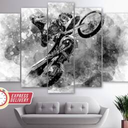 Motocross Freestyle Jump, Dirt Bikes Wall Art, Biker Gift, Canvas, Canvas Print, Photo - thumbnail 4
