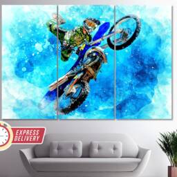 Motocross Freestyle Jump, Dirt Bikes Wall Art, Biker Gift, Canvas, Canvas Print, Photo - thumbnail 3
