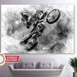 Motocross Freestyle Jump, Dirt Bikes Wall Art, Biker Gift, Canvas, Canvas Print, Photo - thumbnail 2