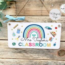 Personalised Teacher Classroom Sign Rainbow Decor, Acrylic Door Art - thumbnail 2