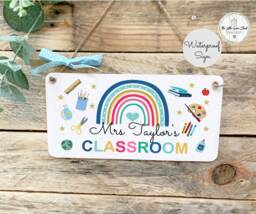 Personalised Teacher Classroom Sign Rainbow Decor, Acrylic Door Art - thumbnail 1