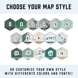 Custom Map, Hexagon Lake House Art, Canvas, Travel Collection, Wanderlust, Map Of Hometown, Nautical Decor, Wall Art - thumbnail 3