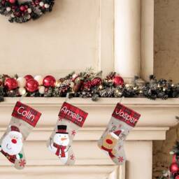 4 Designs Personalised Tartan & Hessian Christmas Stocking - Santa Snowman Eve - thumbnail 2