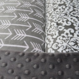 Personalized Minky Baby Blanket, Charcoal Chevron, Shower Gift, Usa Handcrafted - thumbnail 3