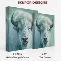 Bison Art, Canvas Or Poster, Abstract Animal Rustic Decor, Living Room Bedroom Office Entryway Wall Teal White Grey Brown - thumbnail 2