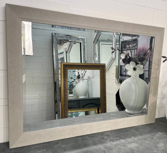 Large Grey Grained Framed Mirror Modern Contemporary Elegant Hamilton Wall - Choice Of Size Premium Quality Free P&p - image 1