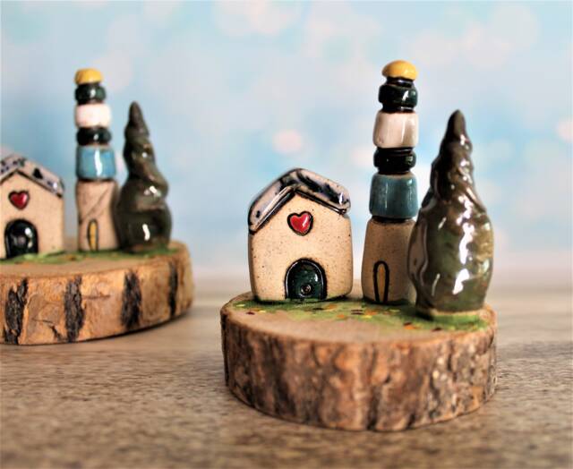 Ceramic & Wood Miniature For The Home Or Office, Desk Accessory Men - image 1