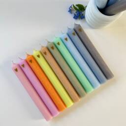 Colorful Candle With Heart, Taper Candle, Pastel Candles - 10 Colors - thumbnail 3