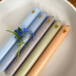 Colorful Candle With Heart, Taper Candle, Pastel Candles - 10 Colors - thumbnail 2