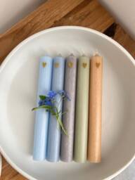 Colorful Candle With Heart, Taper Candle, Pastel Candles - 10 Colors - thumbnail 1