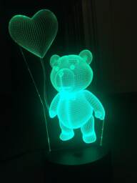 Personalized Teddy Bear 3D Illusion Led Night Light, Bluetooth Music App Control