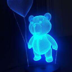Personalized Teddy Bear 3D Illusion Led Night Light, Bluetooth Music App Control - thumbnail 3