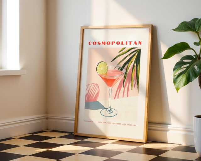 Cosmopolitan Wall Art Print Retro Cocktail Style - Bar Poster - image 1