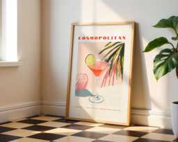 Cosmopolitan Wall Art Print Retro Cocktail Style - Bar Poster - thumbnail 1