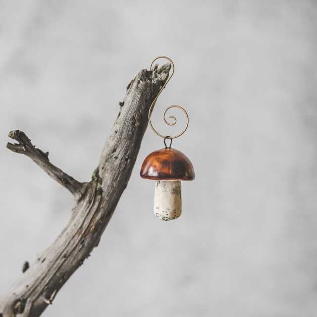 Penny Bun Mushroom Ornament - Christmas Tree Ceramic Boletus, Handmade Woodland Decor - image 1