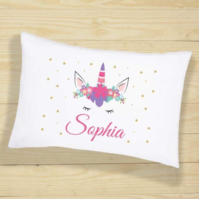Customised Cute Unicorn Head Pillow Case Personalised Gifts For Sleepover Party - Home, Bedroom Decor & Birthday Decoration Girls - image 1