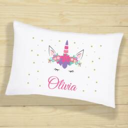 Customised Cute Unicorn Head Pillow Case Personalised Gifts For Sleepover Party - Home, Bedroom Decor & Birthday Decoration Girls - thumbnail 3