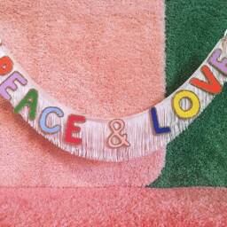Peace & Love Fringe Banner - Fringe Wall Hanging, Decor, Glitter Banner, Party Peace & Love Home Decor Sign - thumbnail 3