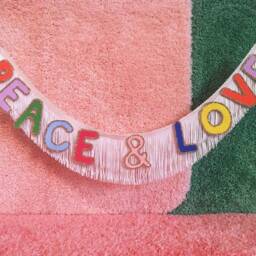 Peace & Love Fringe Banner - Fringe Wall Hanging, Decor, Glitter Banner, Party Peace & Love Home Decor Sign - thumbnail 2
