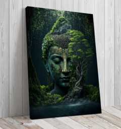 Buddha Green Forest, Spirit Of Nature, Wall Art, Mounted Canvas Print Ready To Hang - thumbnail 1